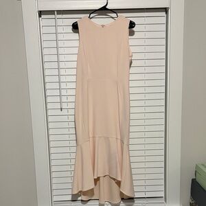 Calvin Klein Sleeveless High-Low Fit & Flare Dress in Blush